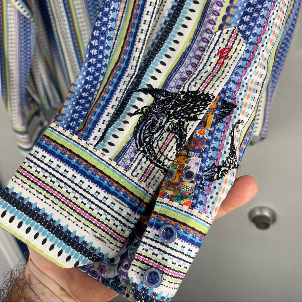 Robert Graham Men's Button Shirt Multicolor Striped Size Large - Picture 4 of 15